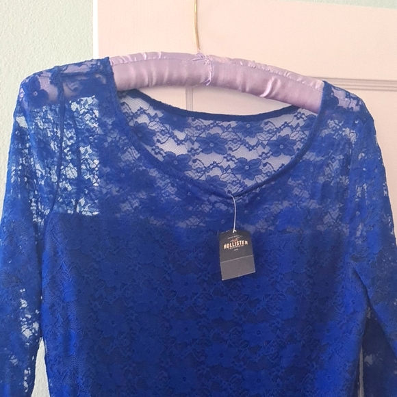 Bright blue lacey Hollister dress. Size Large. Very cute! - Picture 3 of 3